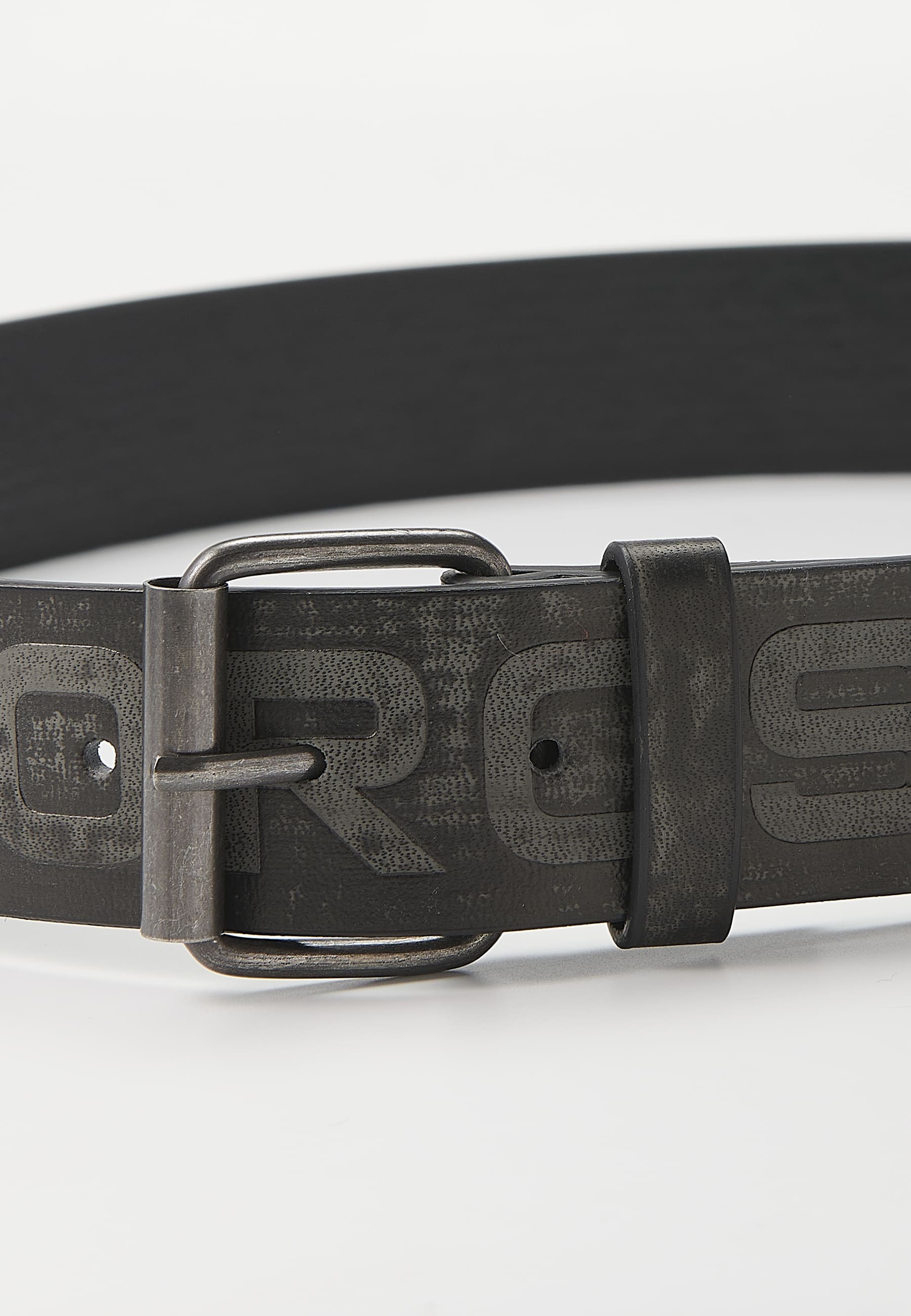 Three and a half centimeter wide belt with Koröshi logo, Black buckle and pin for Men 3
