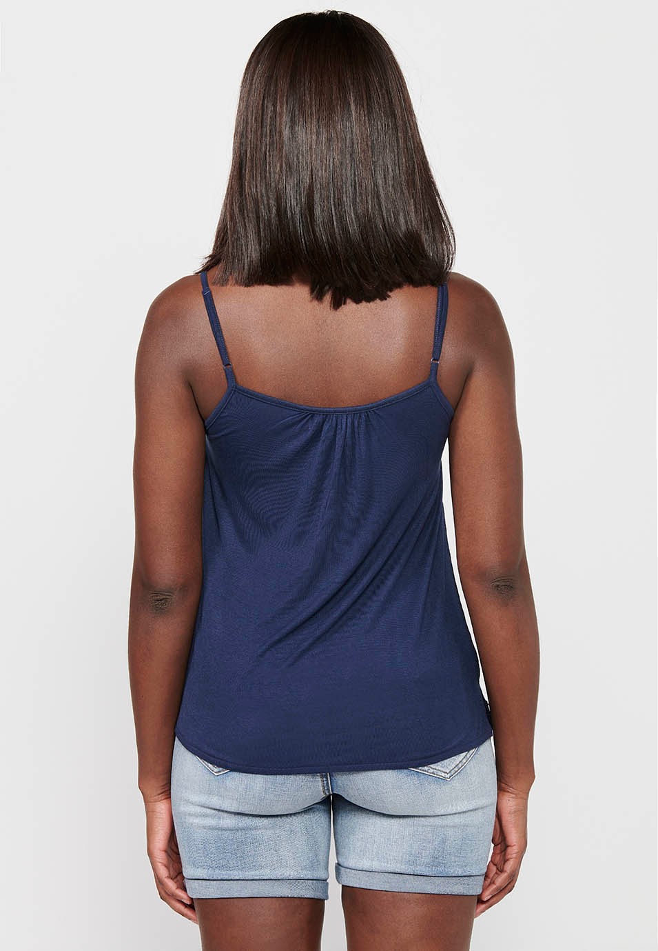 Camiseta de tirantes, detalle delantero, color Azul para mujer