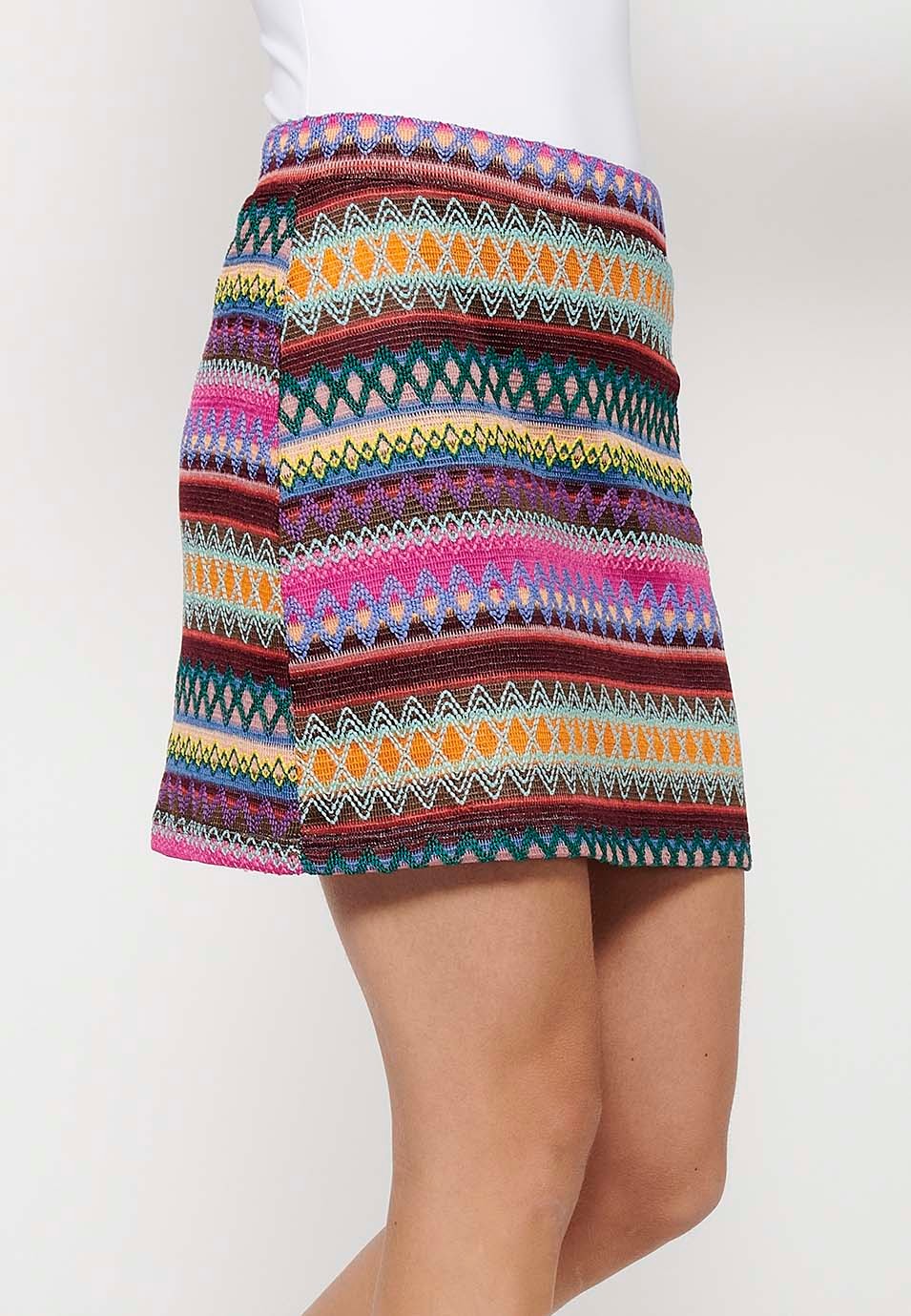 Jupe courte style tricot avec doublure multicolore pour femme 1