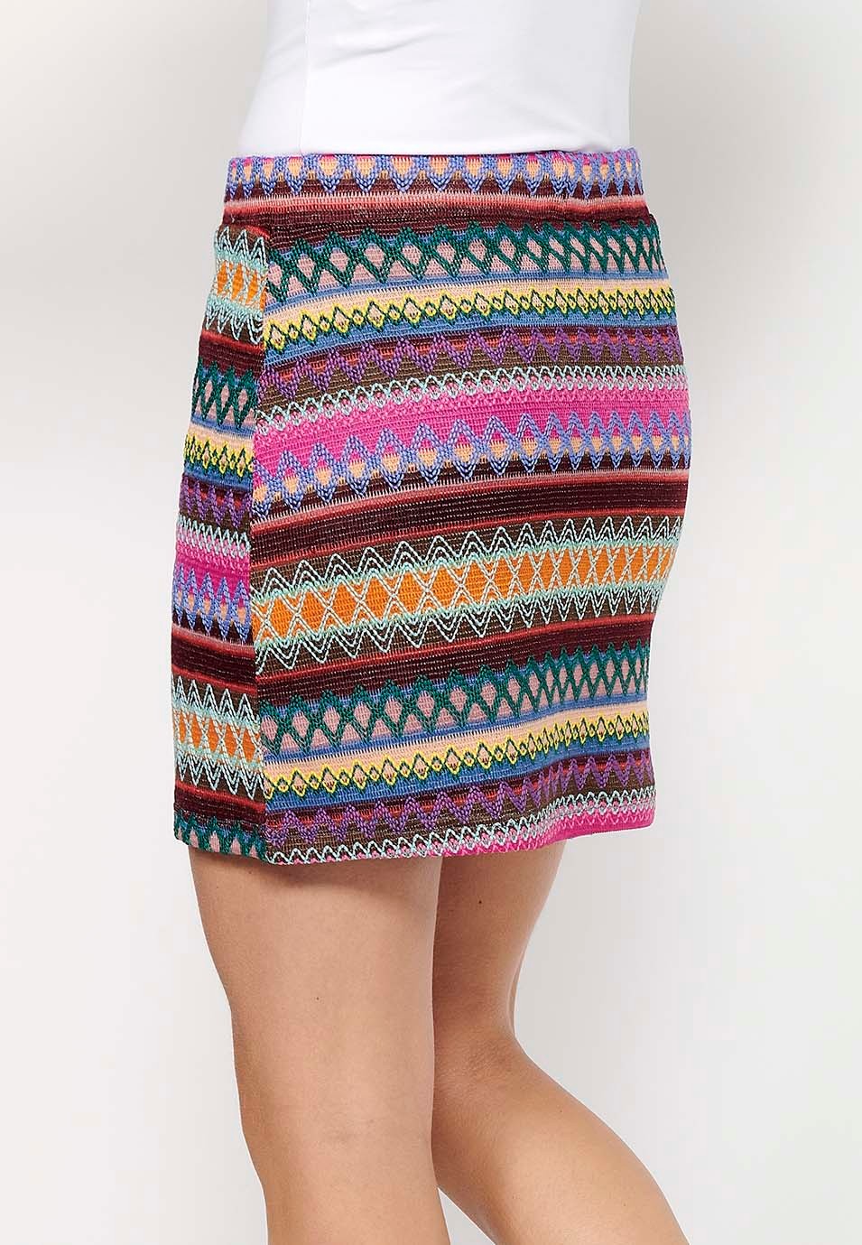 Falda corta estilo Tricot con forro de Color Multicolor para Mujer 5