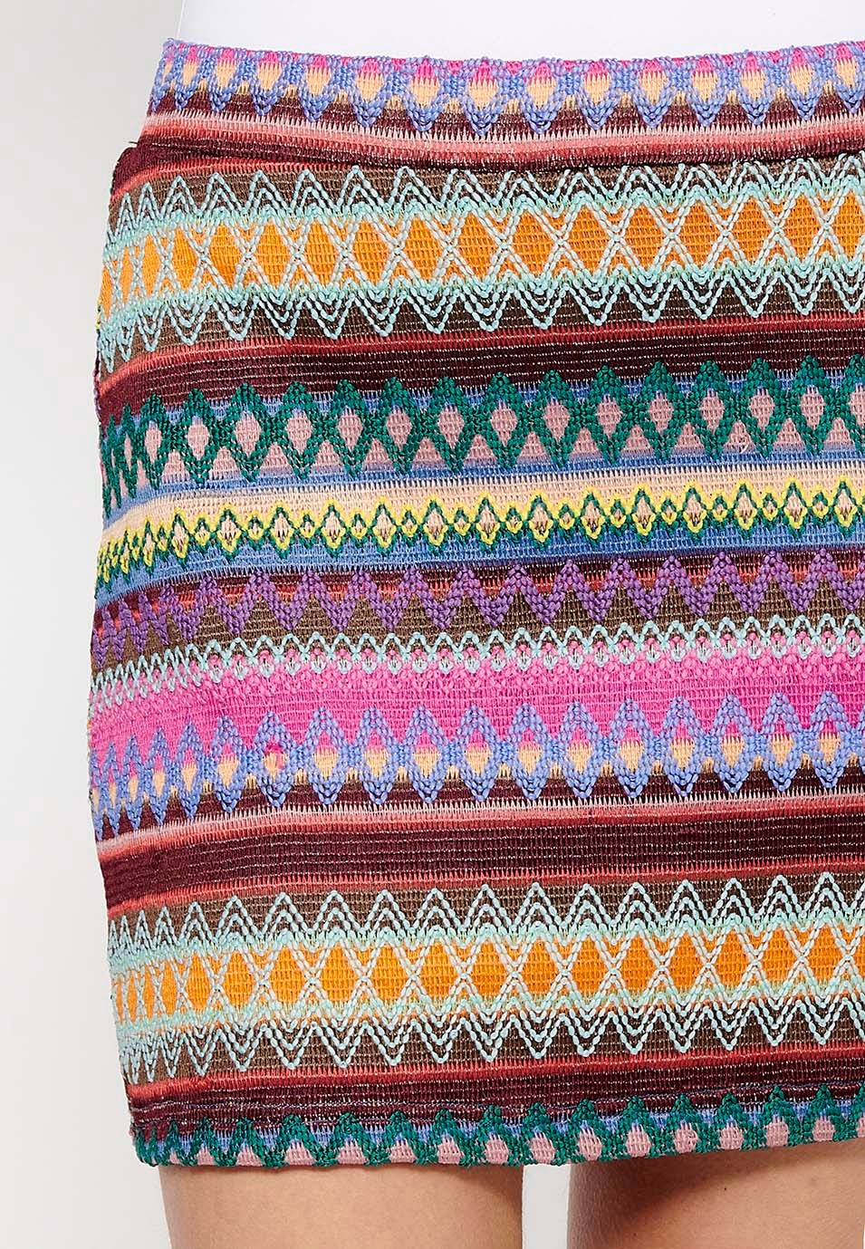 Falda corta estilo Tricot con forro de Color Multicolor para Mujer 7