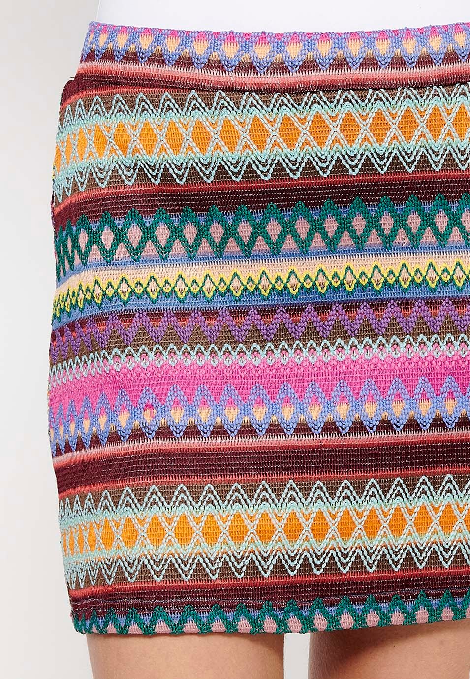 Faldilla curta estil Tricot amb folre de Color Multicolor per a Dona 7