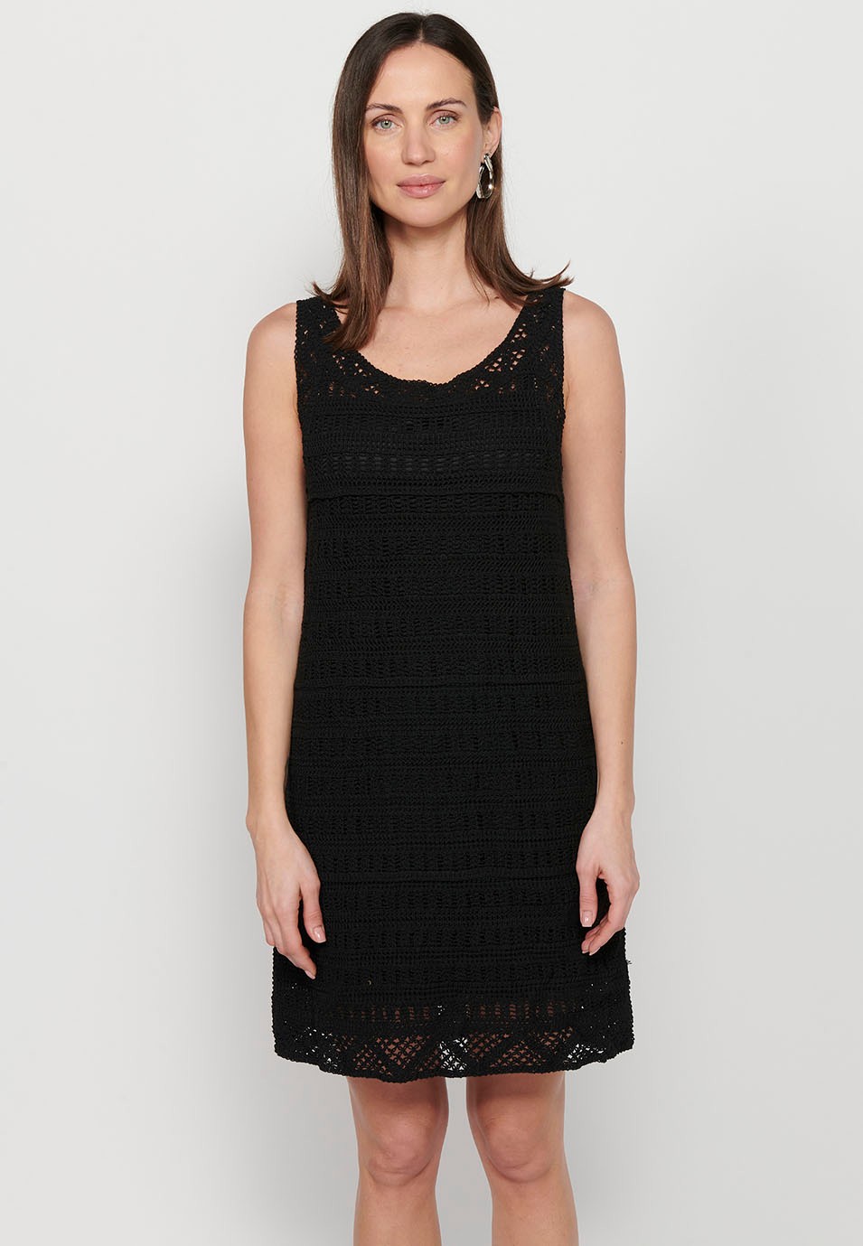 Robe courte à bretelles en tricot avec doublure noire pour femme 9