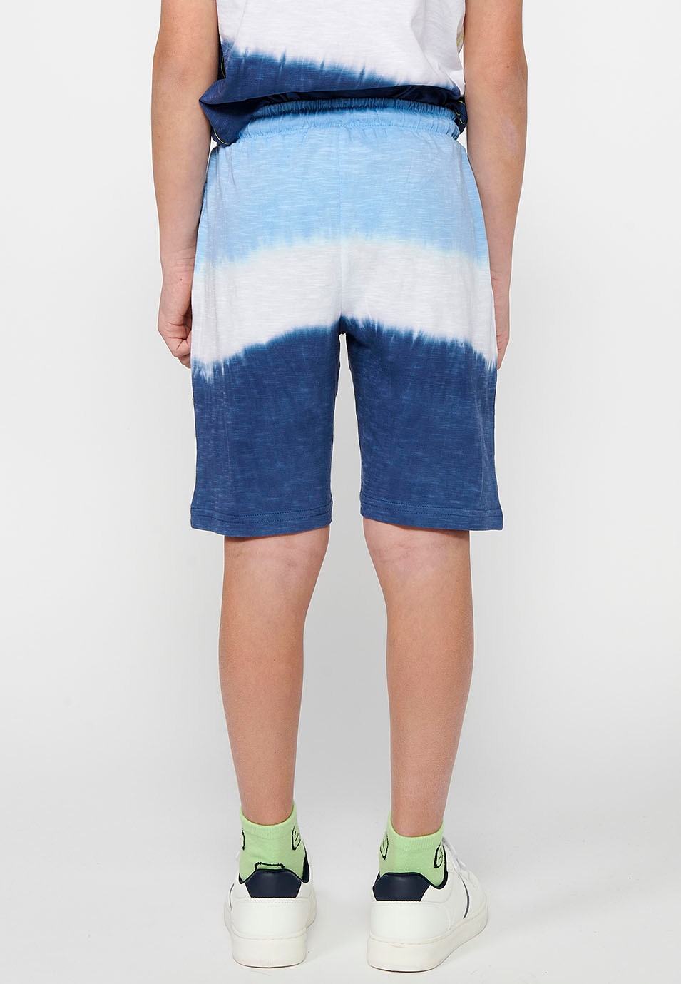 Short avec taille caoutchoutée réglable avec cordon de serrage et imprimé dégradé tricolore bleu pour garçon