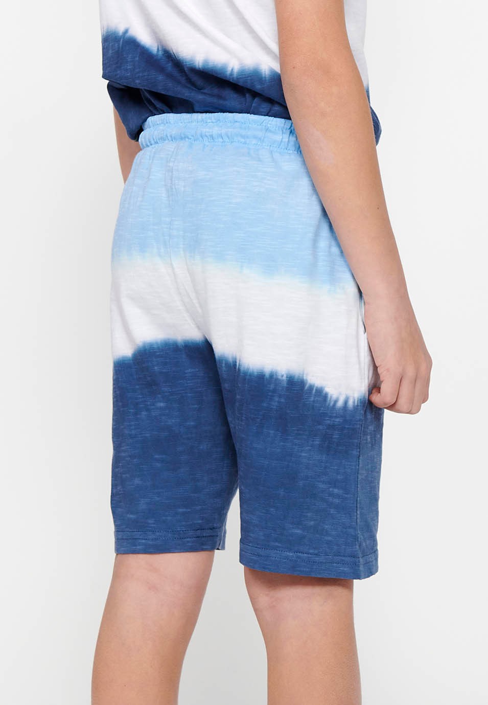 Short avec taille caoutchoutée réglable avec cordon de serrage et imprimé dégradé tricolore bleu pour garçon