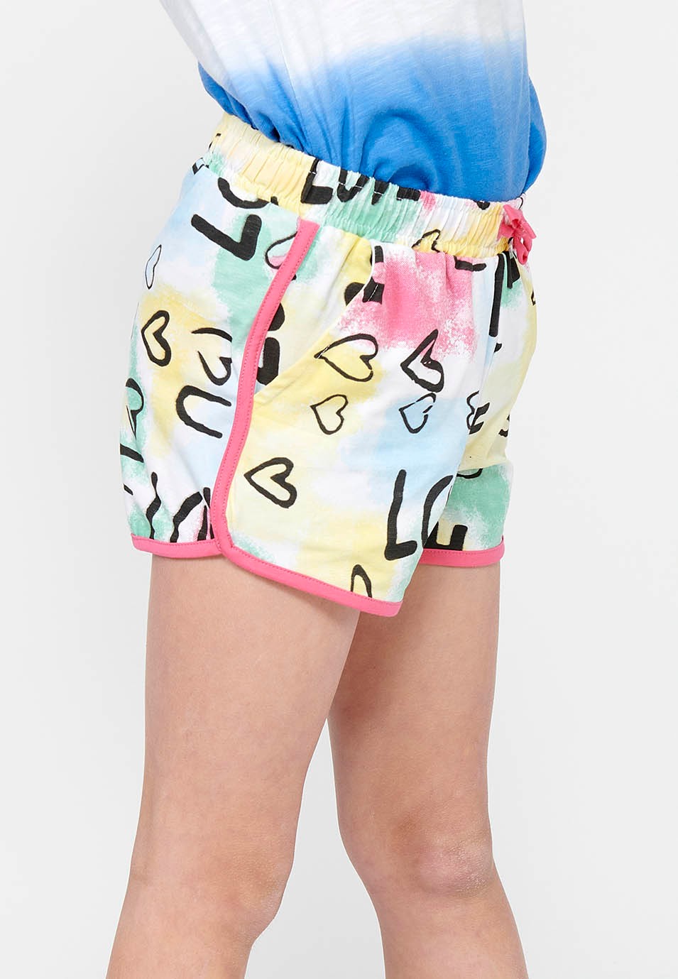 Girls' Shorts with Adjustable Rubberized Waistband with Multicolor Drawstring 6