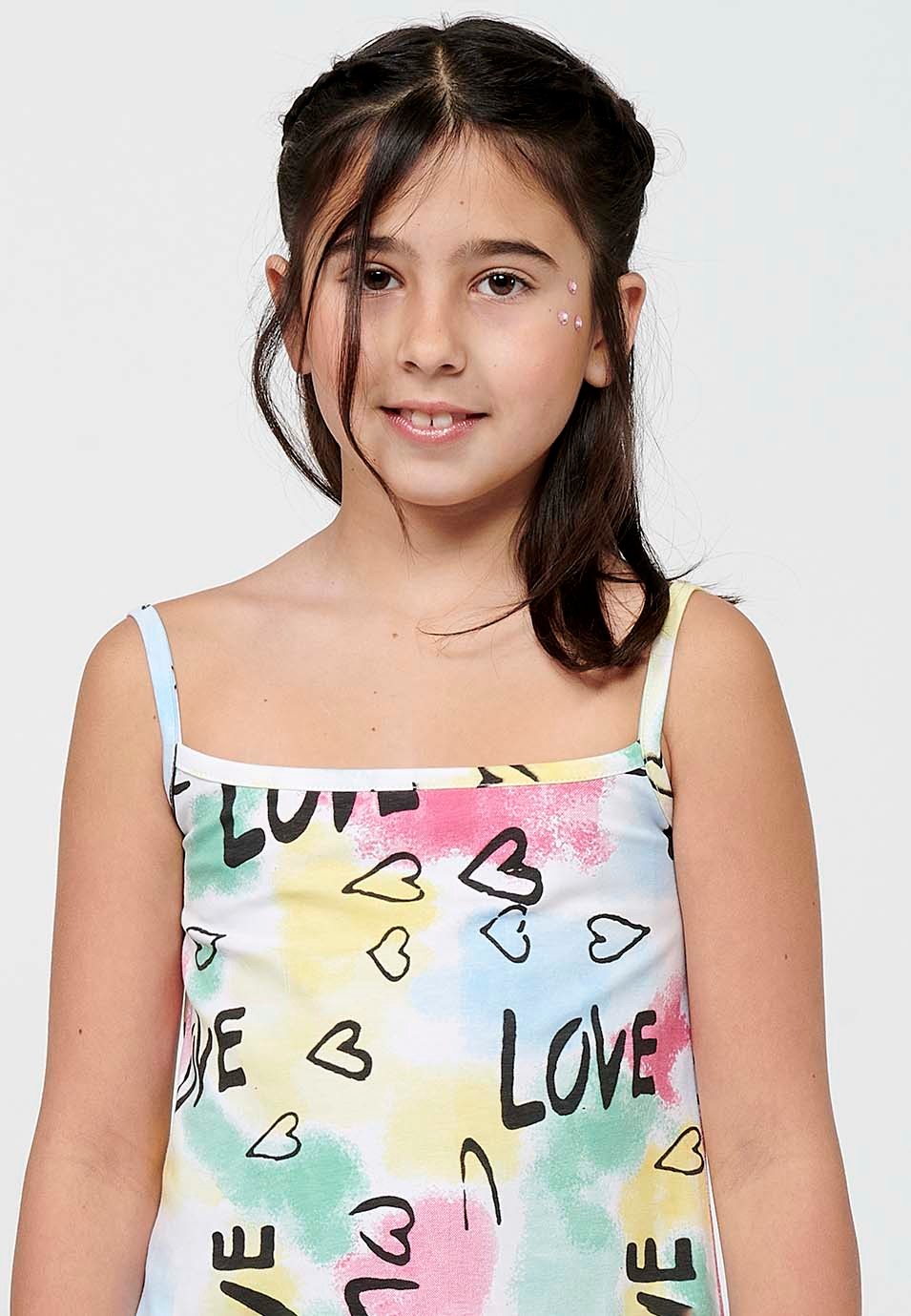 Robe courte à bretelles avec détail au dos multicolore pour fille 4