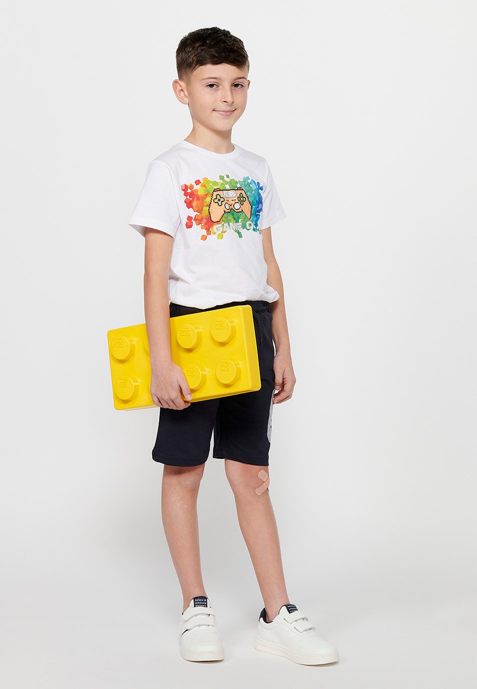 Pack de dos pantalones cortos de Cintura engomada ajustable con cordón de Color Multicolor para Niño