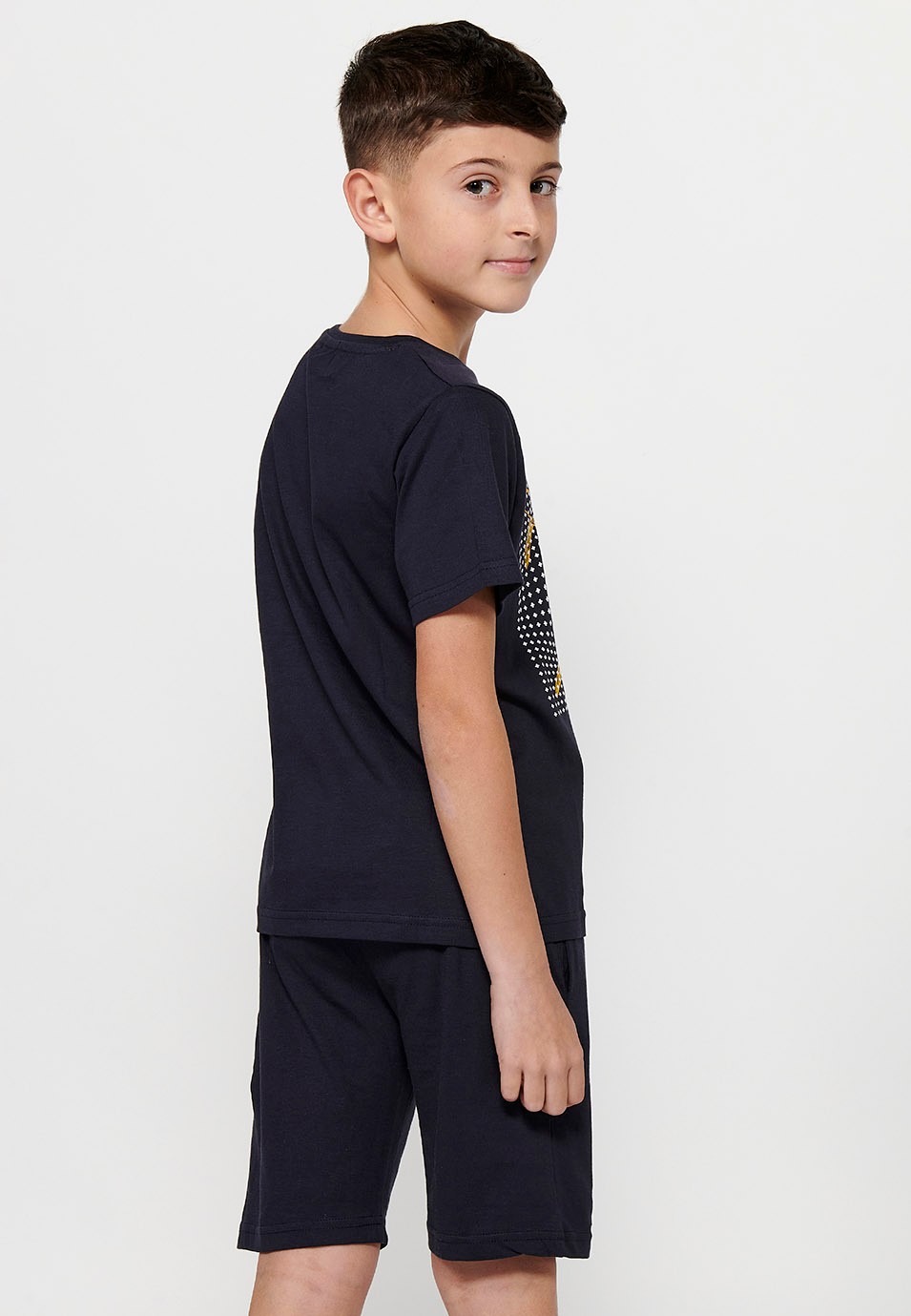 Pack de camiseta y pantalón corto con Camiseta de manga corta y estampado delantero y Pantalón corto con cintura engomada de Color Navy para Niño 6