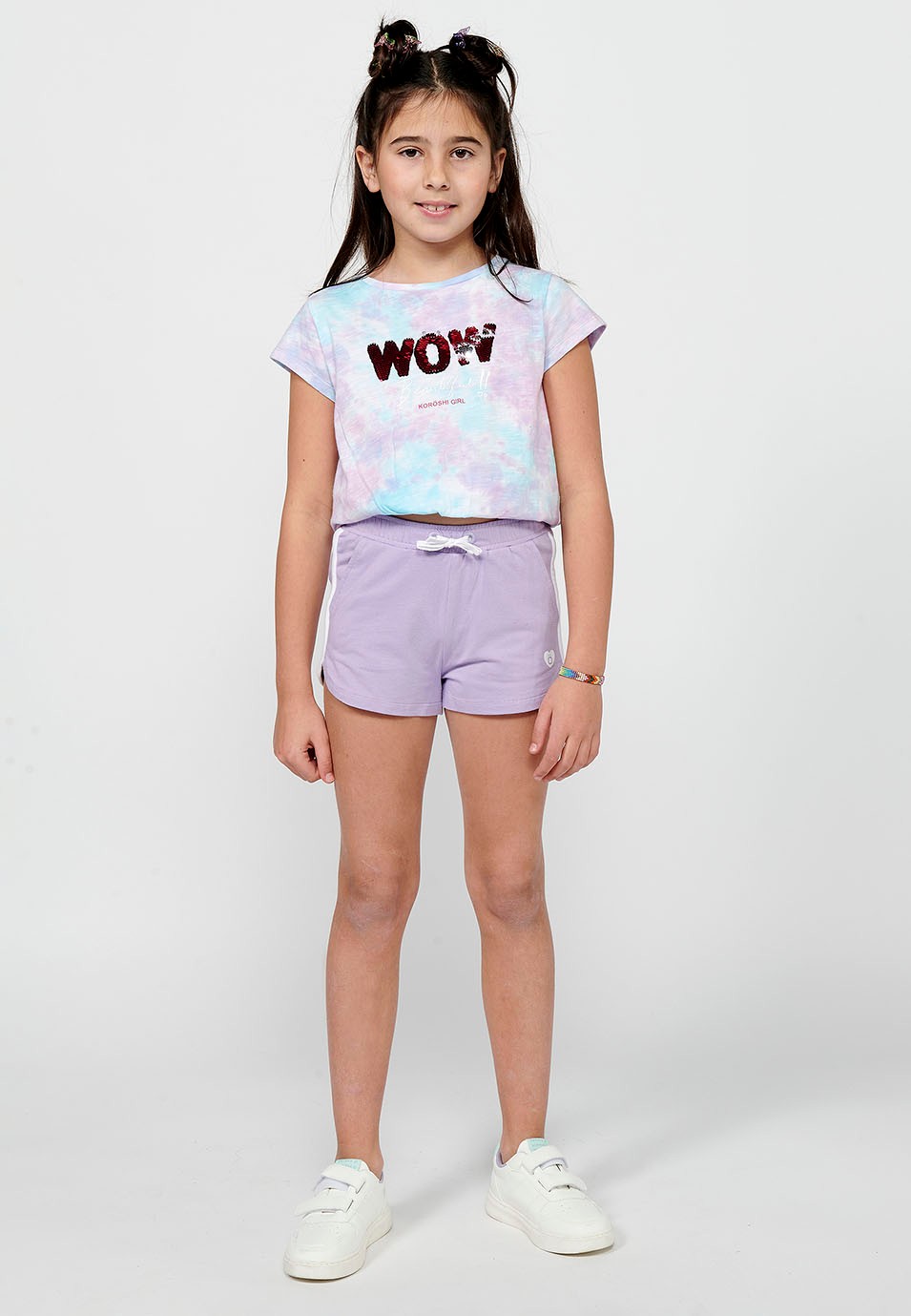 Lot de deux shorts taille serrée avec cordon élastique et multicolore pour fille 2
