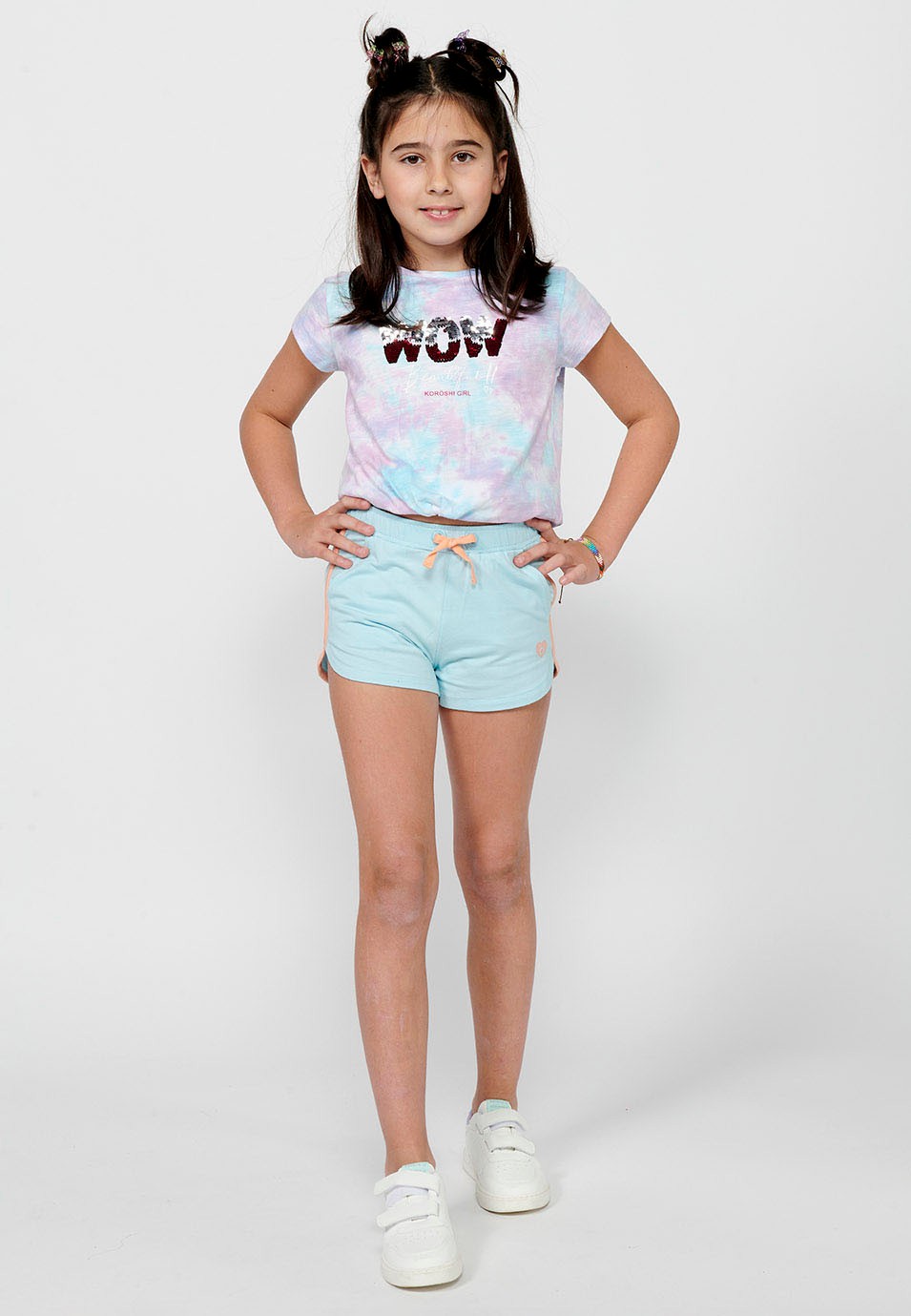 Pack de dos pantalons curts Shorts amb Cintura ajustada amb goma i cordó de Color Multicolor per a Nena 5