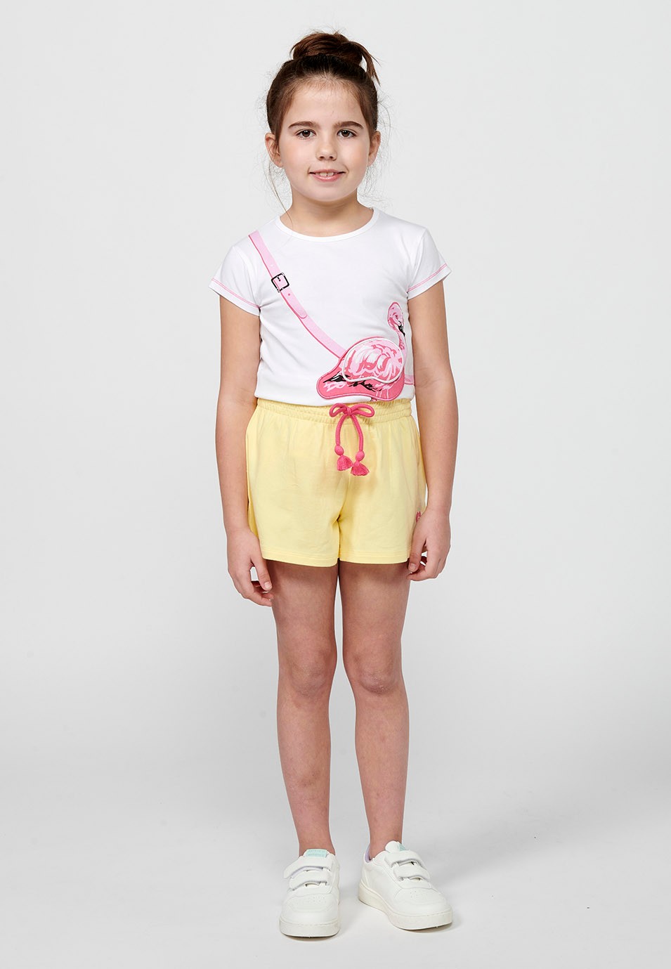 Pack de dos pantalons curts Shorts un d'ells amb estampat floral i tots dos amb Cintura amb goma ampla i cordó de Color Multicolor per a Nena 1