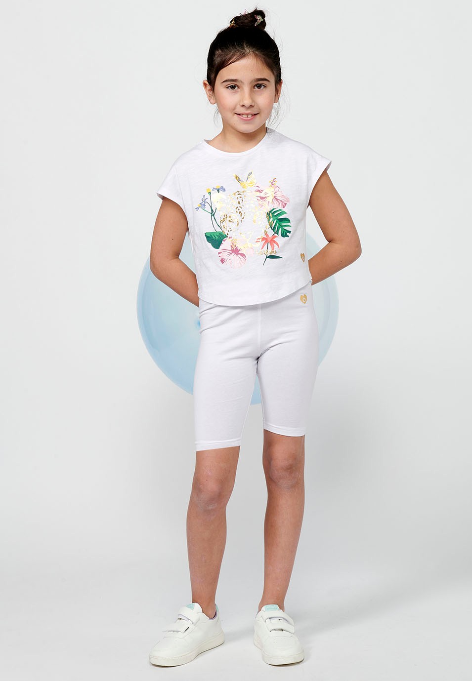 Pack de tres pantalons curts Shorts amb Estil leggings i Un d'ells amb animal print amb Cintura engomada de Color Multicolor per a Nena