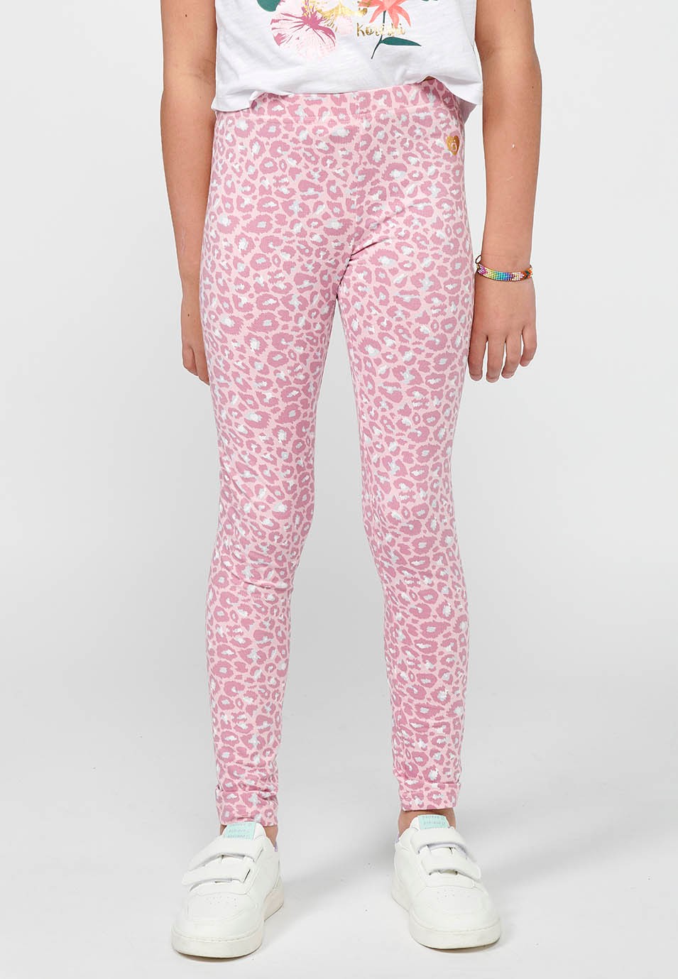 Lot de deux leggings longs dont un à imprimé animalier et taille élastique multicolore pour fille 7