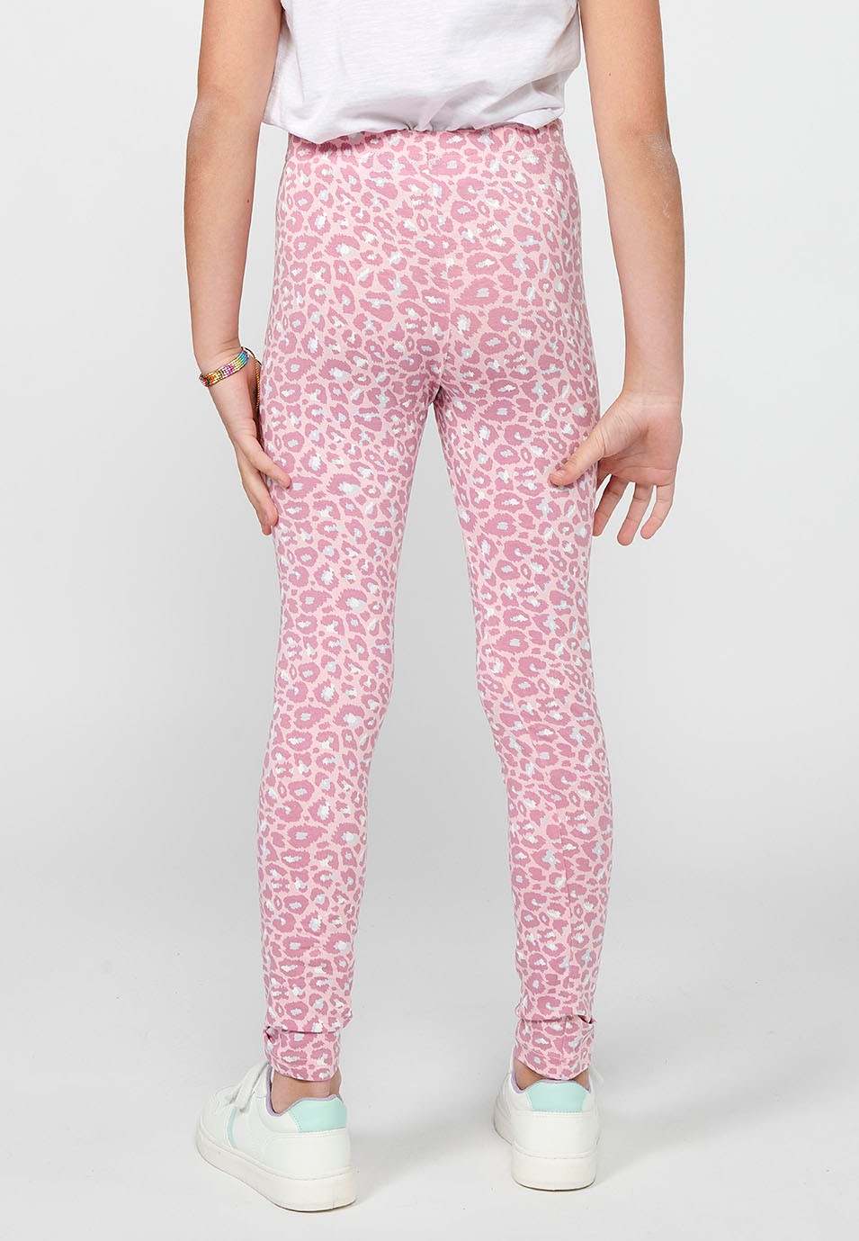 Pack of two long leggings, one of them with an animal print and elastic waistband in Multicolor for Girls 5