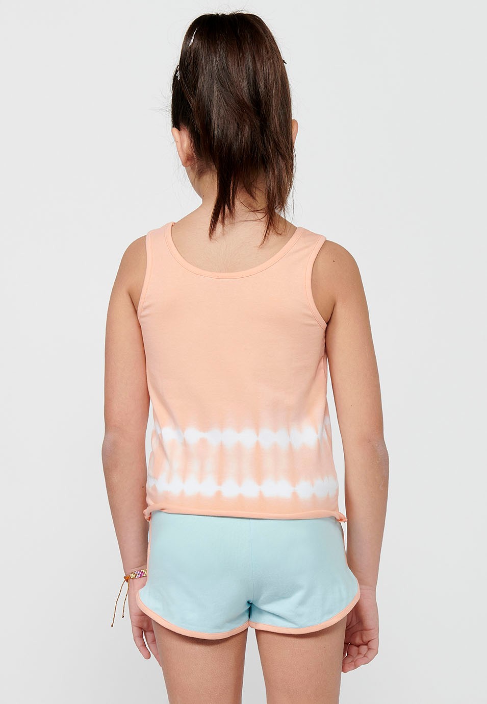 Pack of top and shorts, the tank top and front print and shorts, adjusted at the waist with Multicolor elastic band for Girls 5