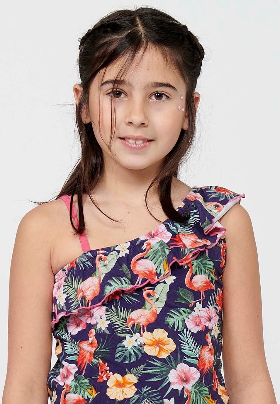 Pack de top y short. Camiseta de tirantes con volante y Estampado floral y Pantalón corto con cintura engomada de Color Multicolor para Niña 4