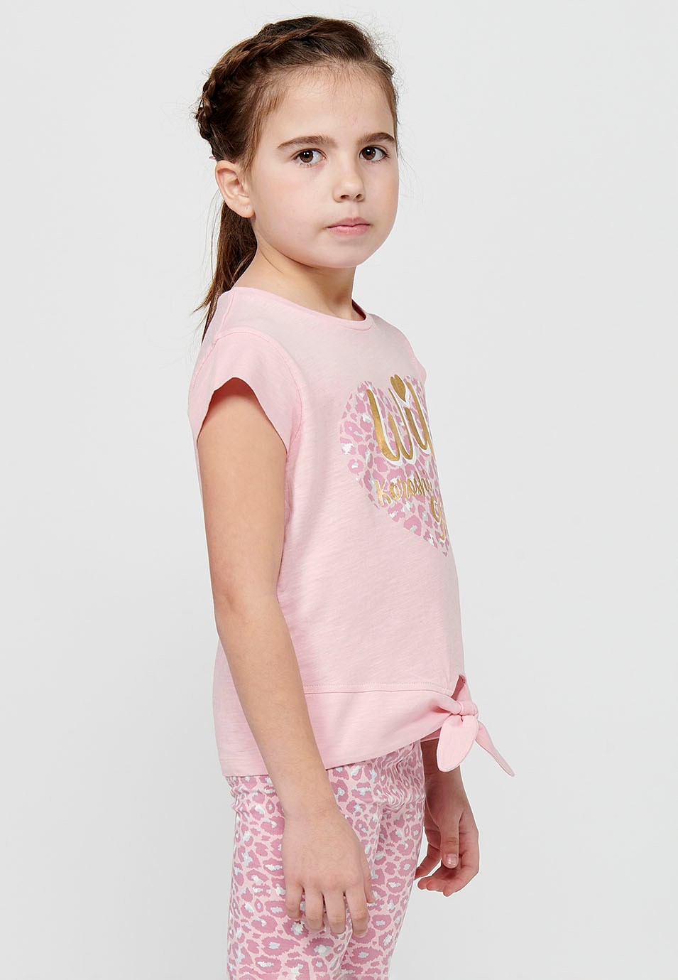 Pack haut et short. T-shirt à manches courtes avec imprimé et détail sur le devant et short à imprimé animal rose pour Fille 2