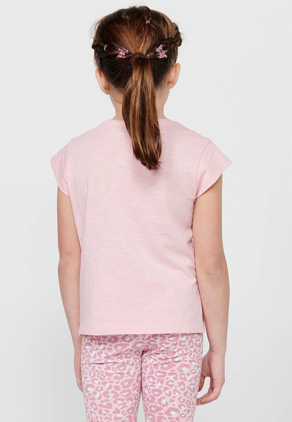Pack haut et short. T-shirt à manches courtes avec imprimé et détail sur le devant et short à imprimé animal rose pour Fille 3