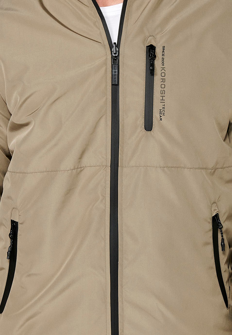 Reversible Faux Fur Bomber Jacket with Front Zip Closure and Stand-Up Collar with Pockets in Mink for Men