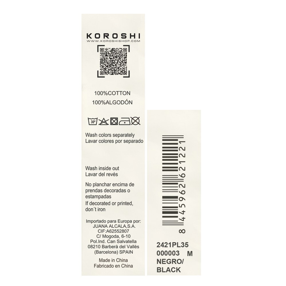 Polo de manga larga y cuello redondo con abertura abotonada para hombre de color negro
