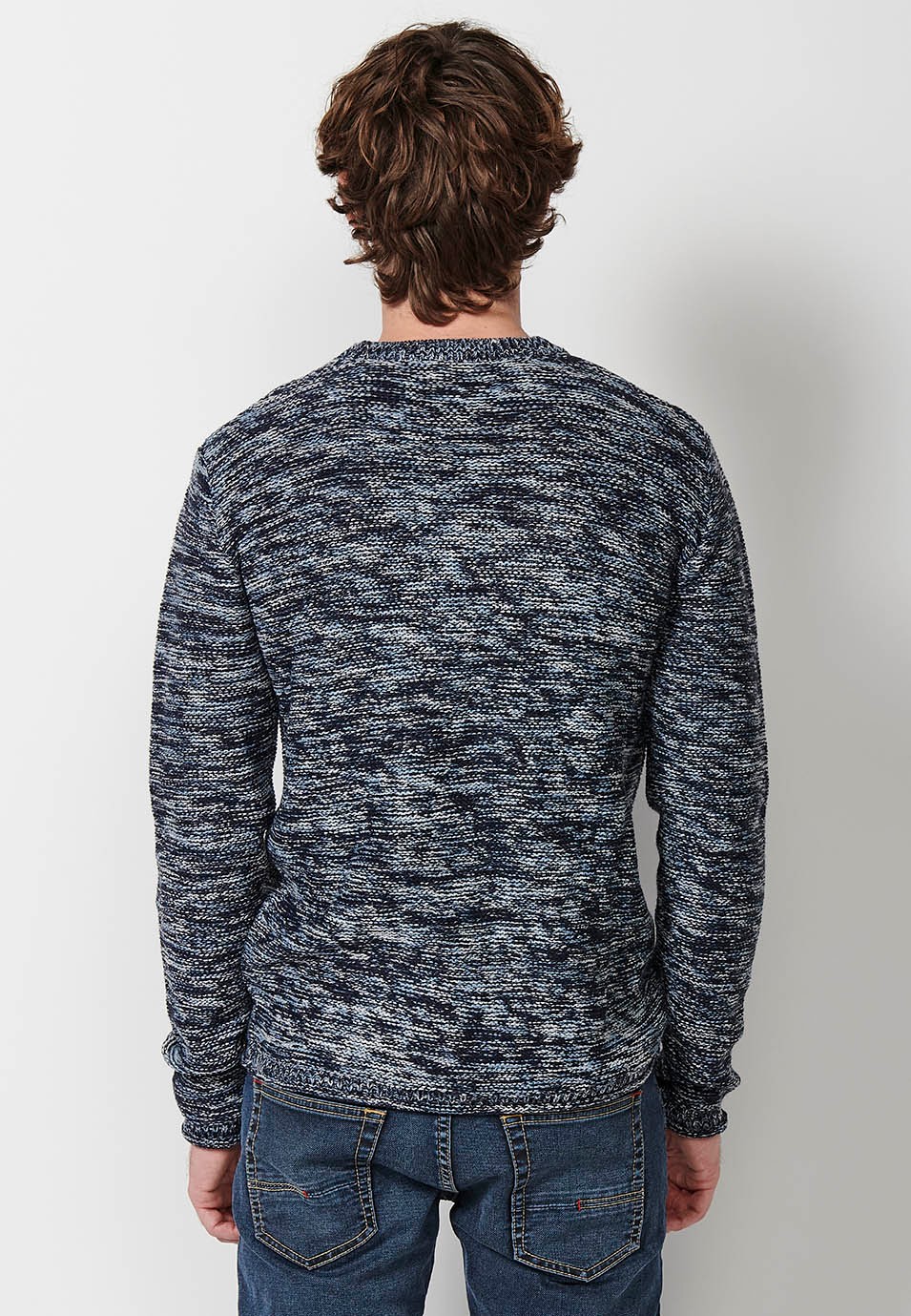 Jersey tricot con cuello redondo para hombre de color navy