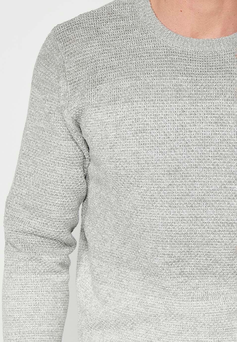 Jersei tricot de màniga llarga de Cotó amb Coll rodó de color Cru per a Home