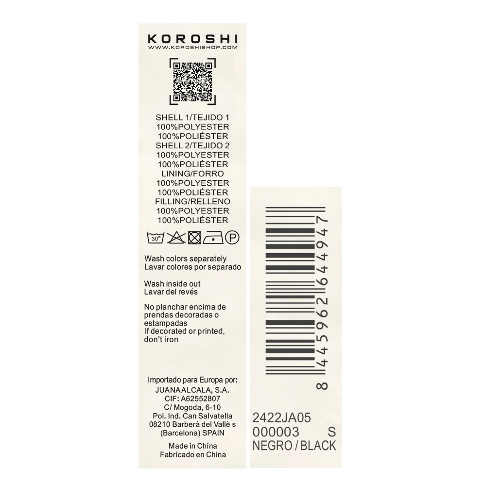 Chaqueta corta acolchada con detalles efecto piel y pelo sintético en cuello, puños y bajo de mujer en color negro