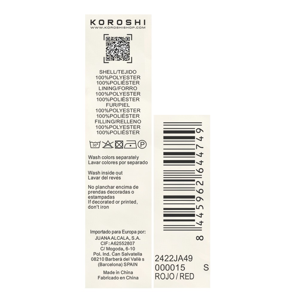 Chaqueta acolchada con cuello con capucha con pelo sintético y cierre delantero con cremallera para mujer de color rojo