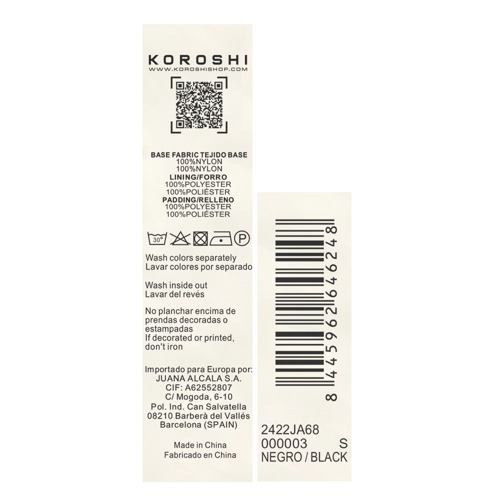 Chaqueta parka larga acolchada y cierre delantero con cremallera y solapa para mujer de color negro
