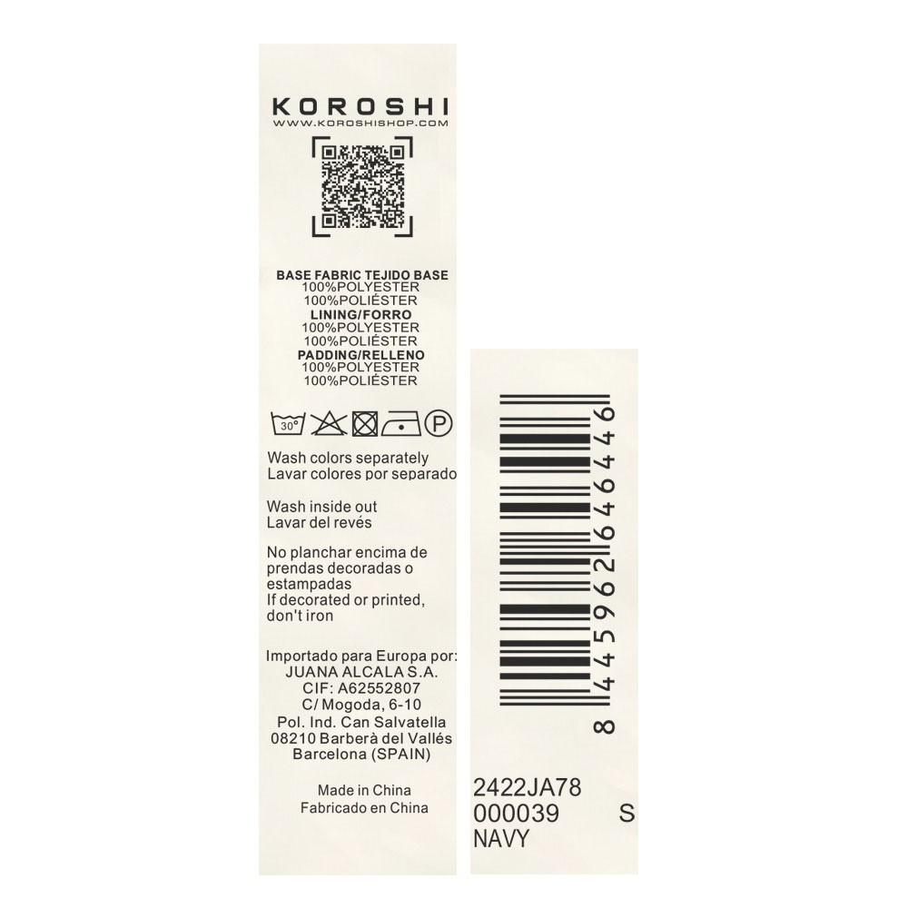 Parka larga acolchada con cuello y capucha con pelo sintético y cierre delantero con cremallera para mujer de color navy