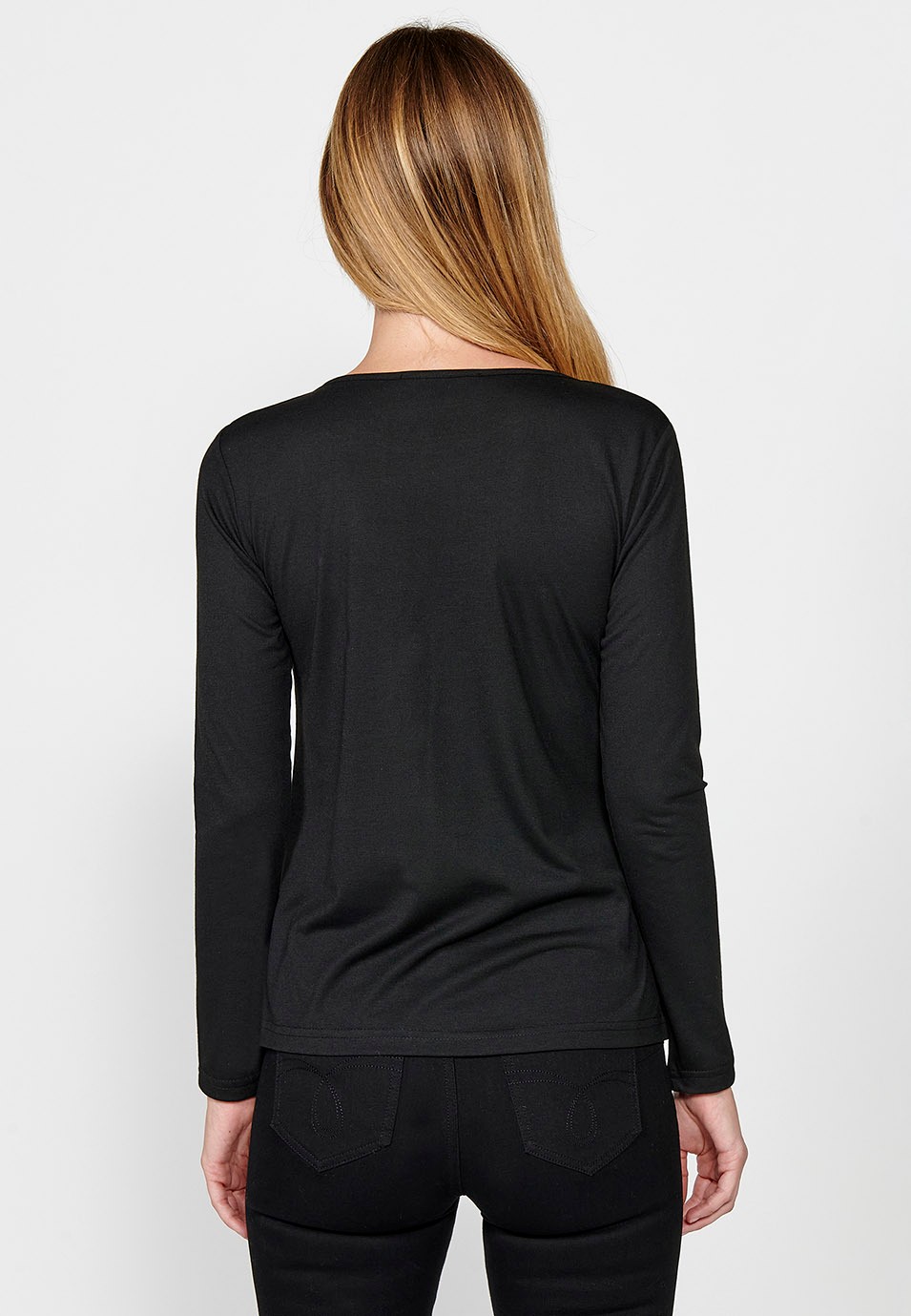 Women's Black Velvet Be Kind Print Crew Neck Long Sleeve T-Shirt