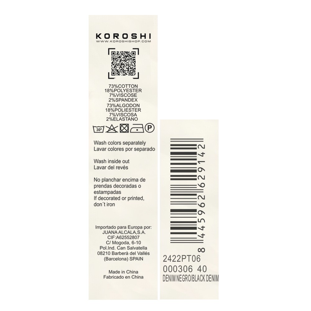 Pantalón denim boot cut cinco bolsillos, campana, color negro, con aplicaciones metalicas en bolsillos para Mujer