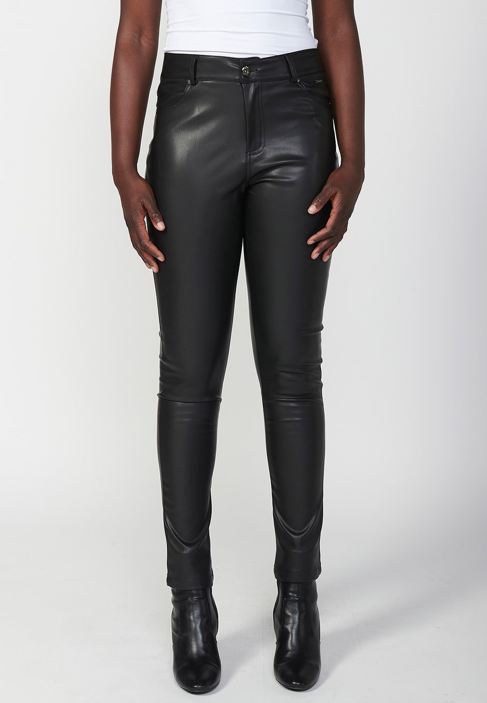 Pantalons legging slim fit amb quatre butxaques color Negre per a Dona