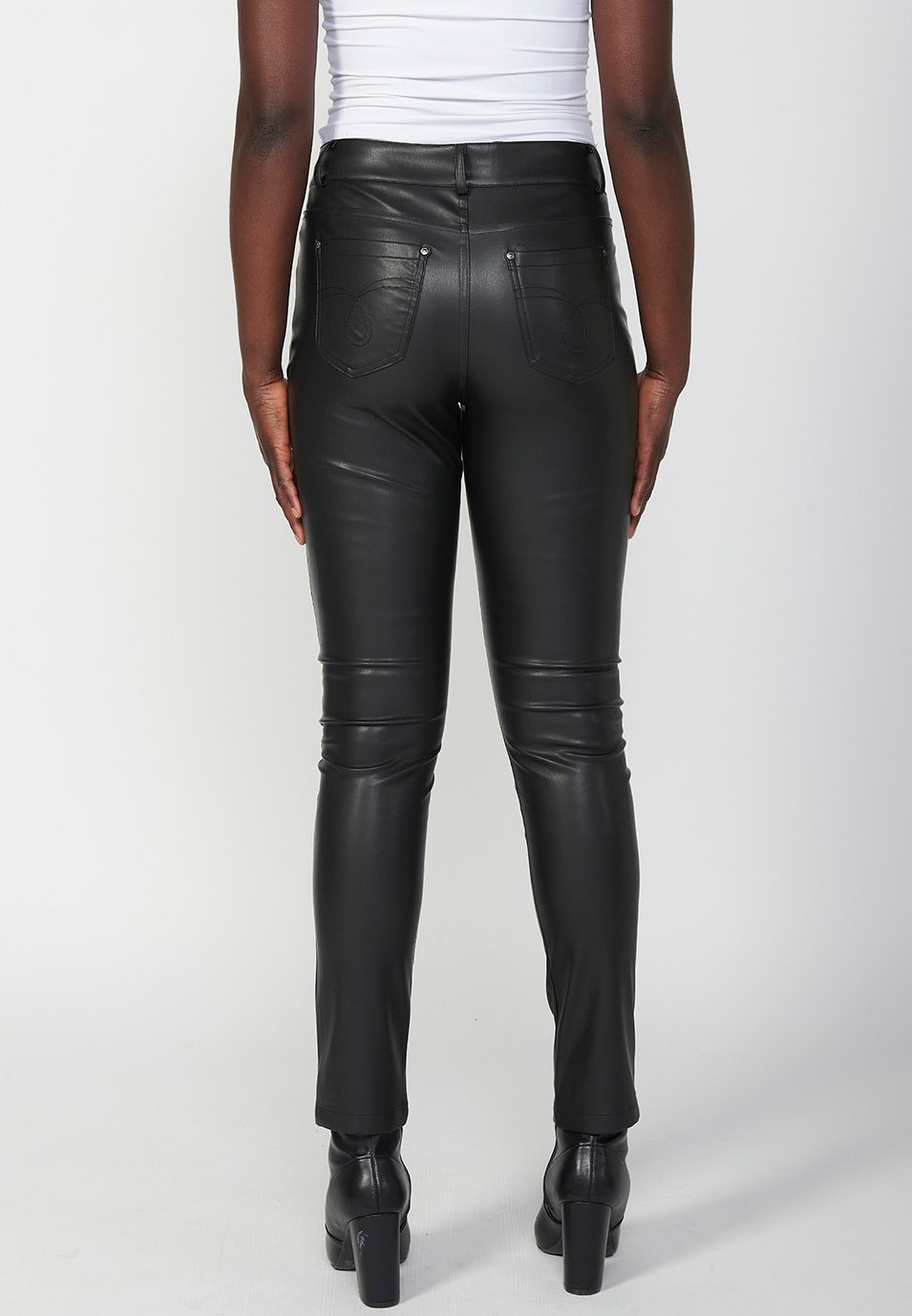 Pantalons legging slim fit amb quatre butxaques color Negre per a Dona
