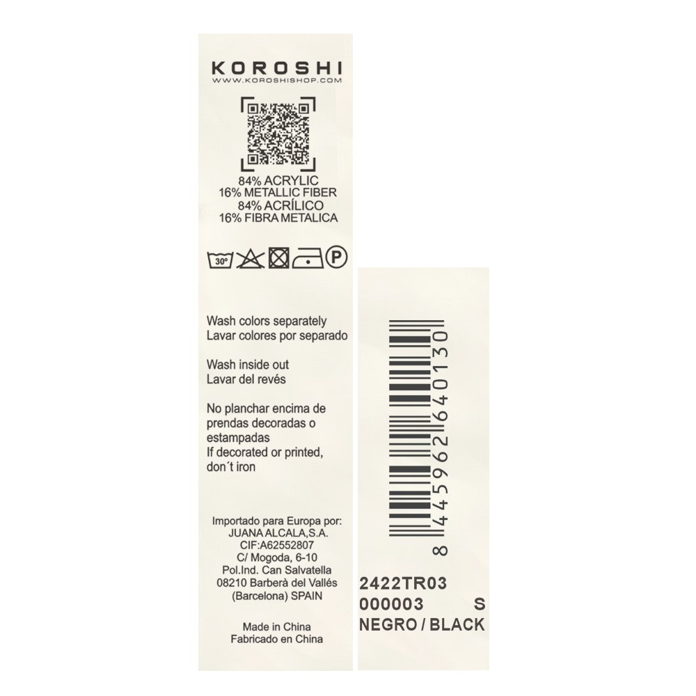 Jersey manga larga cuello redondo para mujer color negro y plata