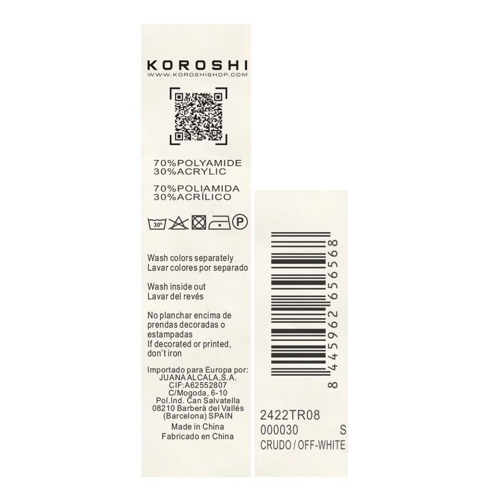 Jersey manga larga cuello redondo con jacquard moteado para mujer en color crudo