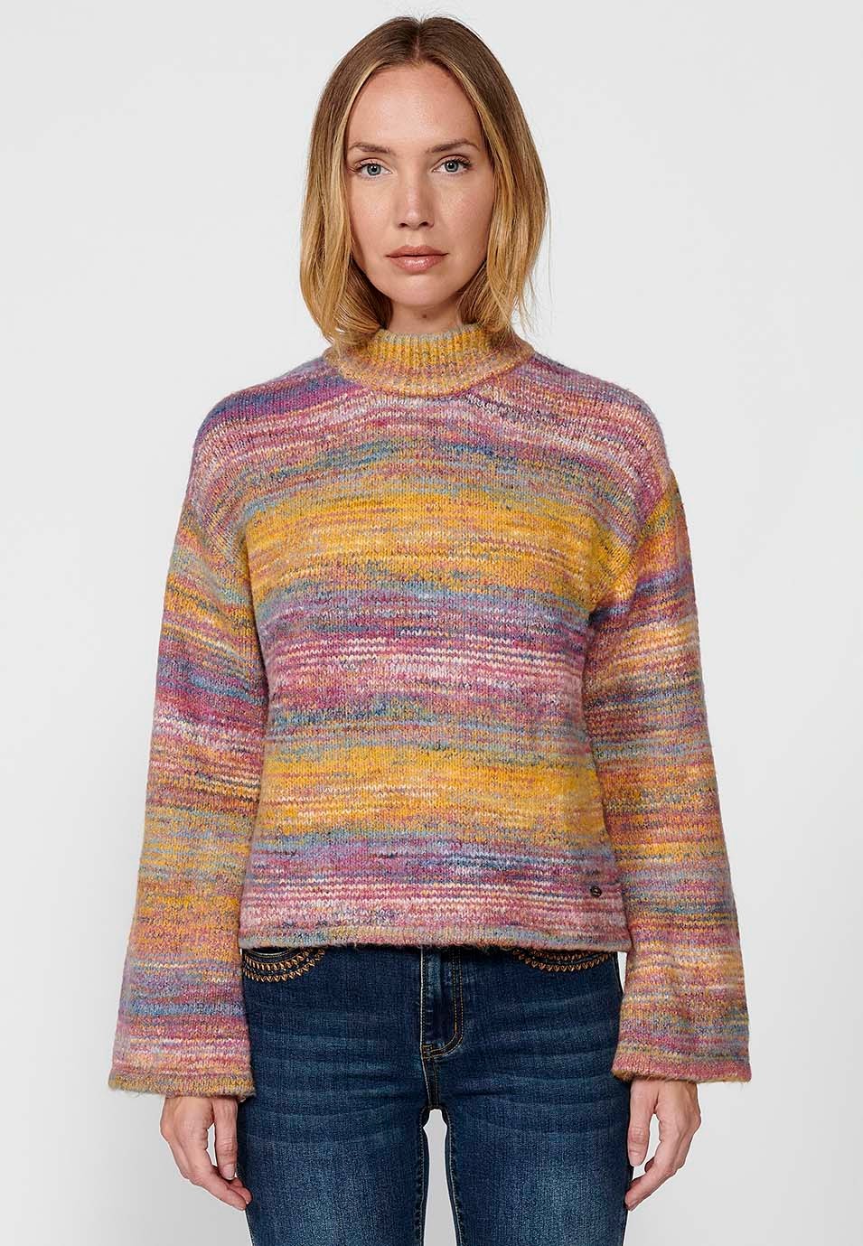 Pull femme col rond en tricot chiné