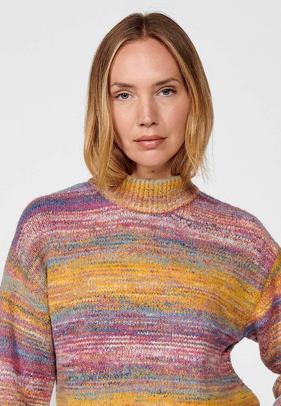 Pull femme col rond en tricot chiné