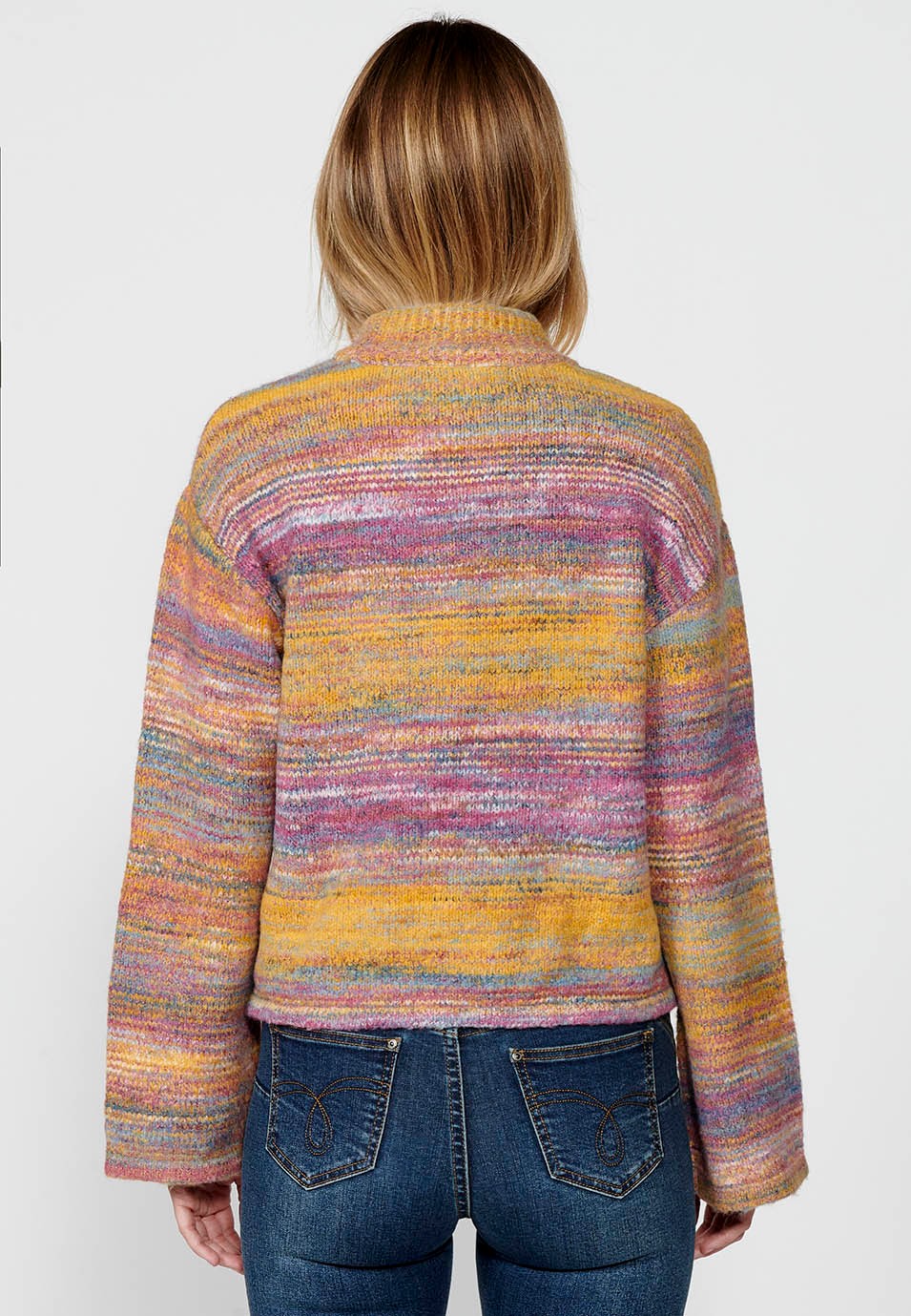 Pull femme col rond en tricot chiné