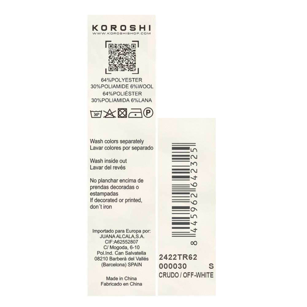 Gerippter Damen-Rollkragenpullover mit langen Ärmeln und Knopfdetails am Kragen und an den Manschetten in der Farbe Ecru
