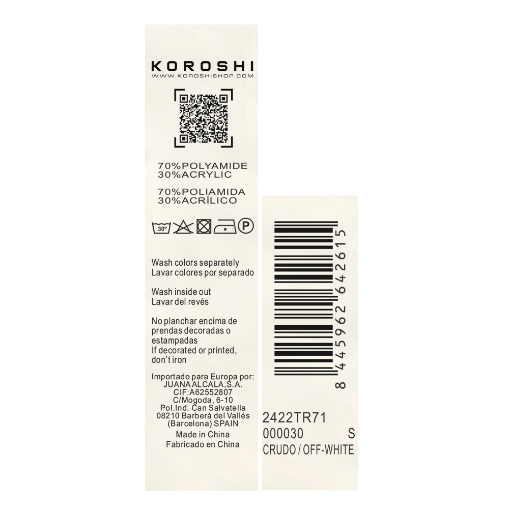 Pull col roulé bicolore à manches longues en intarsia moucheté irrégulier pour femme de couleur écru