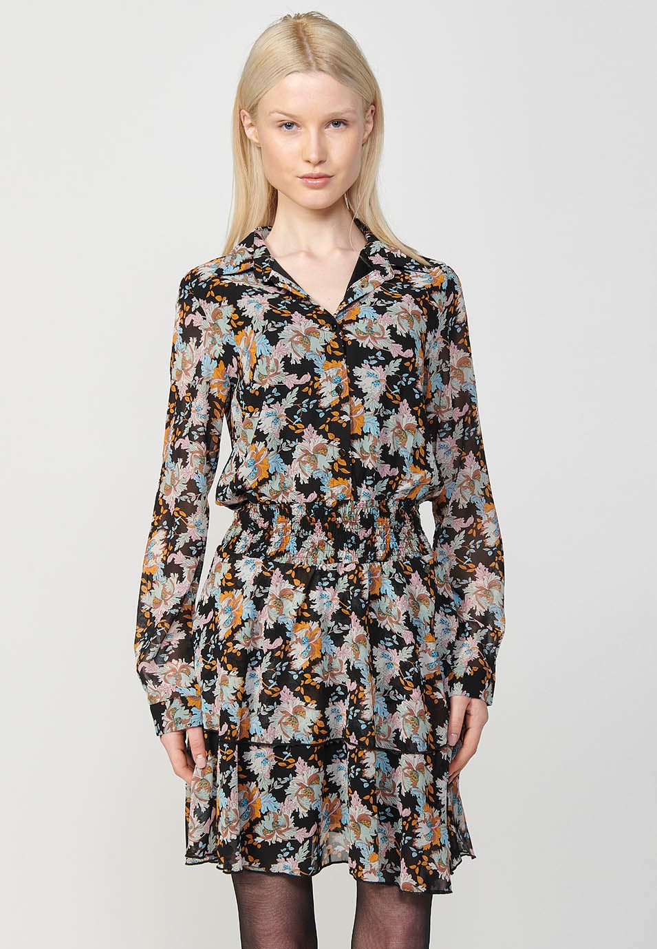 Women's Long Sleeve Button Front Shirt Dress