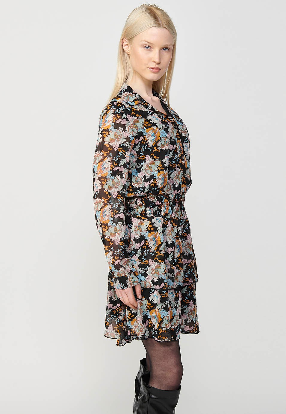 Women's Long Sleeve Button Front Shirt Dress