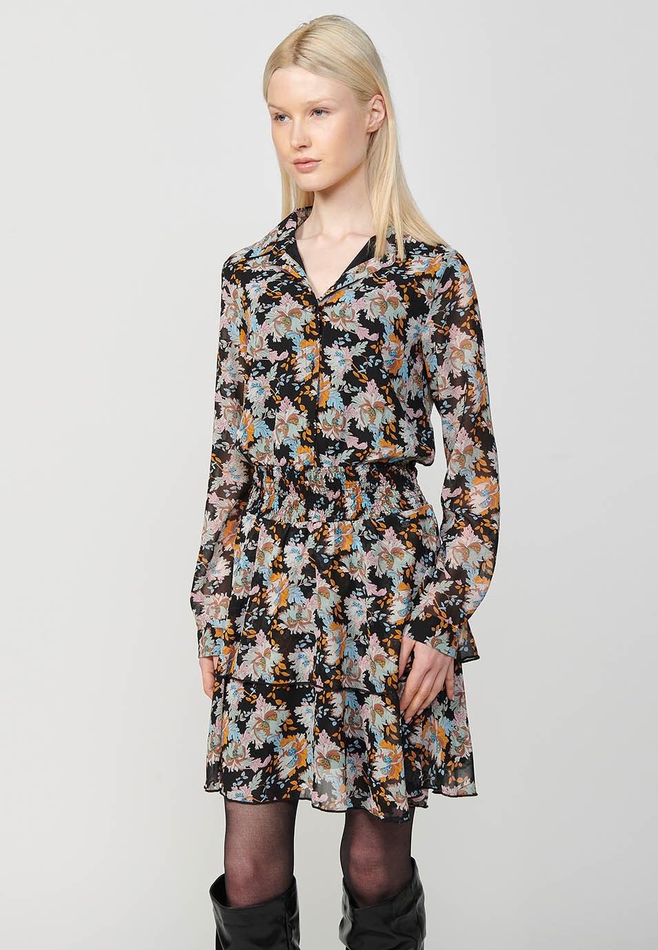 Women's Long Sleeve Button Front Shirt Dress