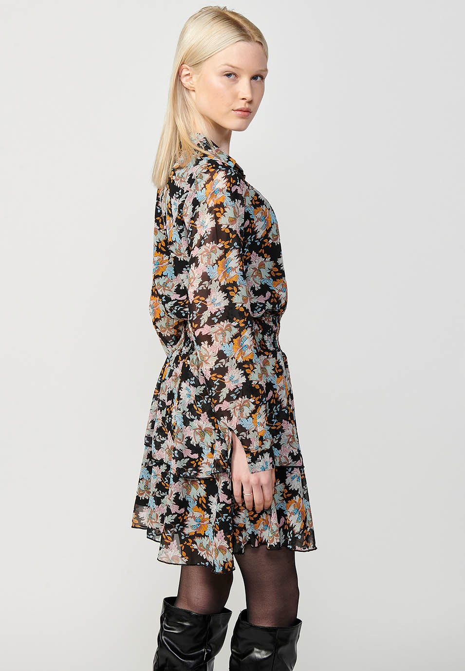 Women's Long Sleeve Button Front Shirt Dress