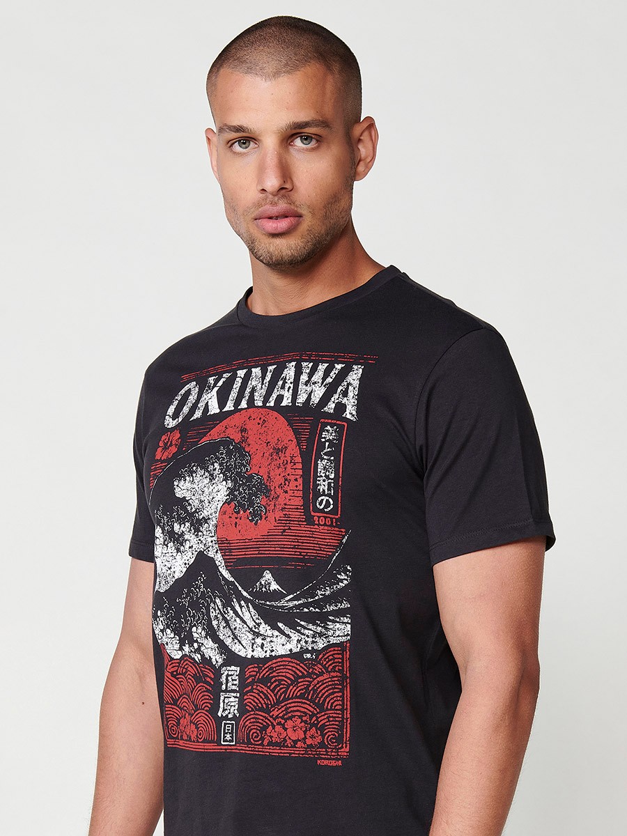 T-shirt à manches courtes avec imprimé devant en anthracite pour homme