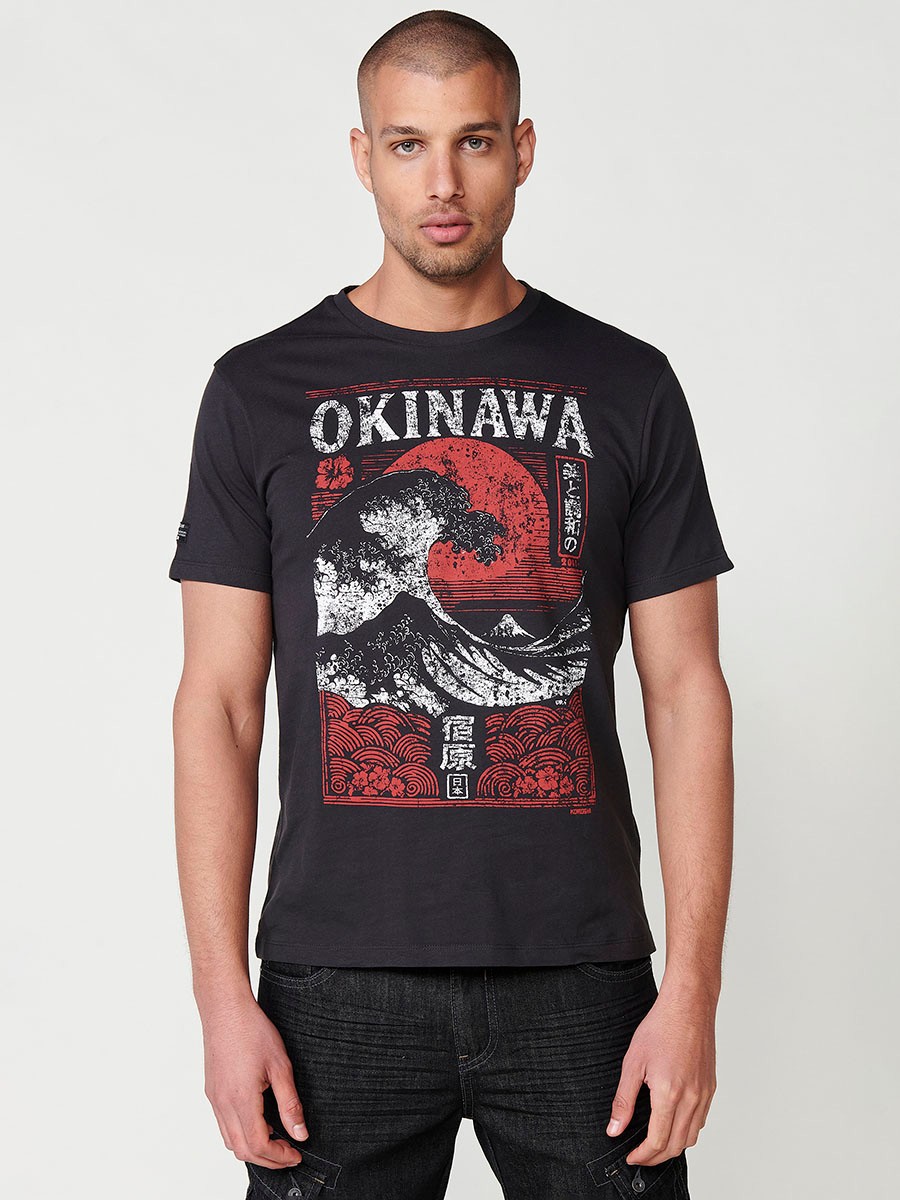 T-shirt à manches courtes avec imprimé devant en anthracite pour homme