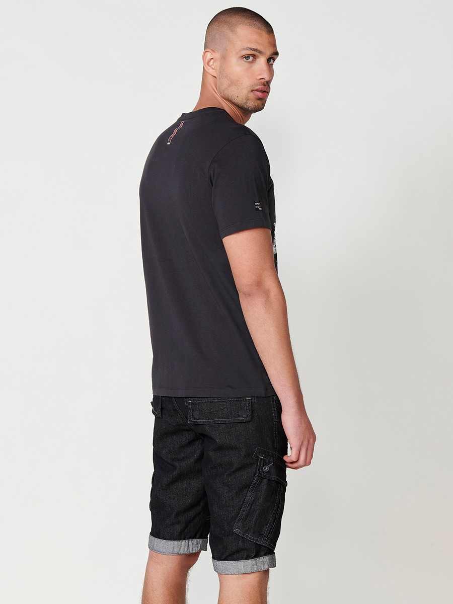 T-shirt à manches courtes avec imprimé devant en anthracite pour homme