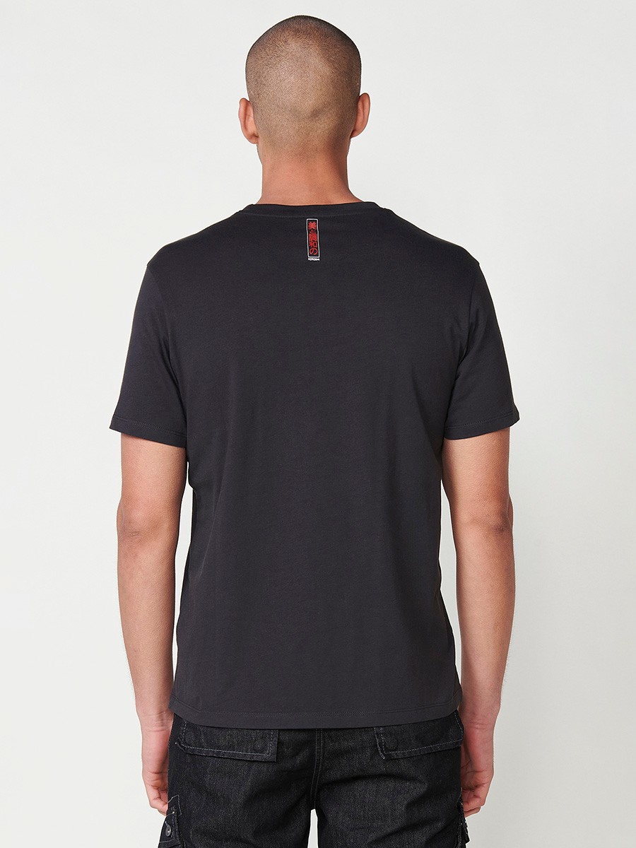 T-shirt à manches courtes avec imprimé devant en anthracite pour homme